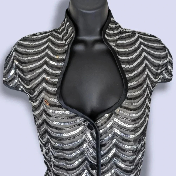 Cartise Vintage Cap Sleeve Sequin Evening Top - Picture 2 of 6